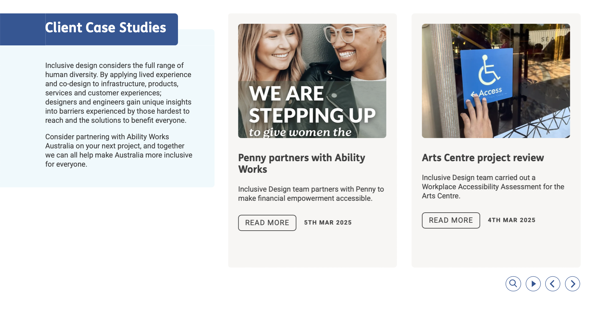 Client Case Studies section of Ability Works Australia website