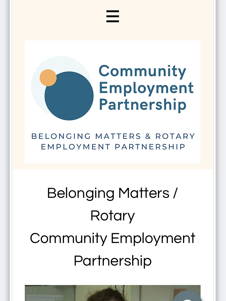 Home page of the Community Employment Partnership mobile website