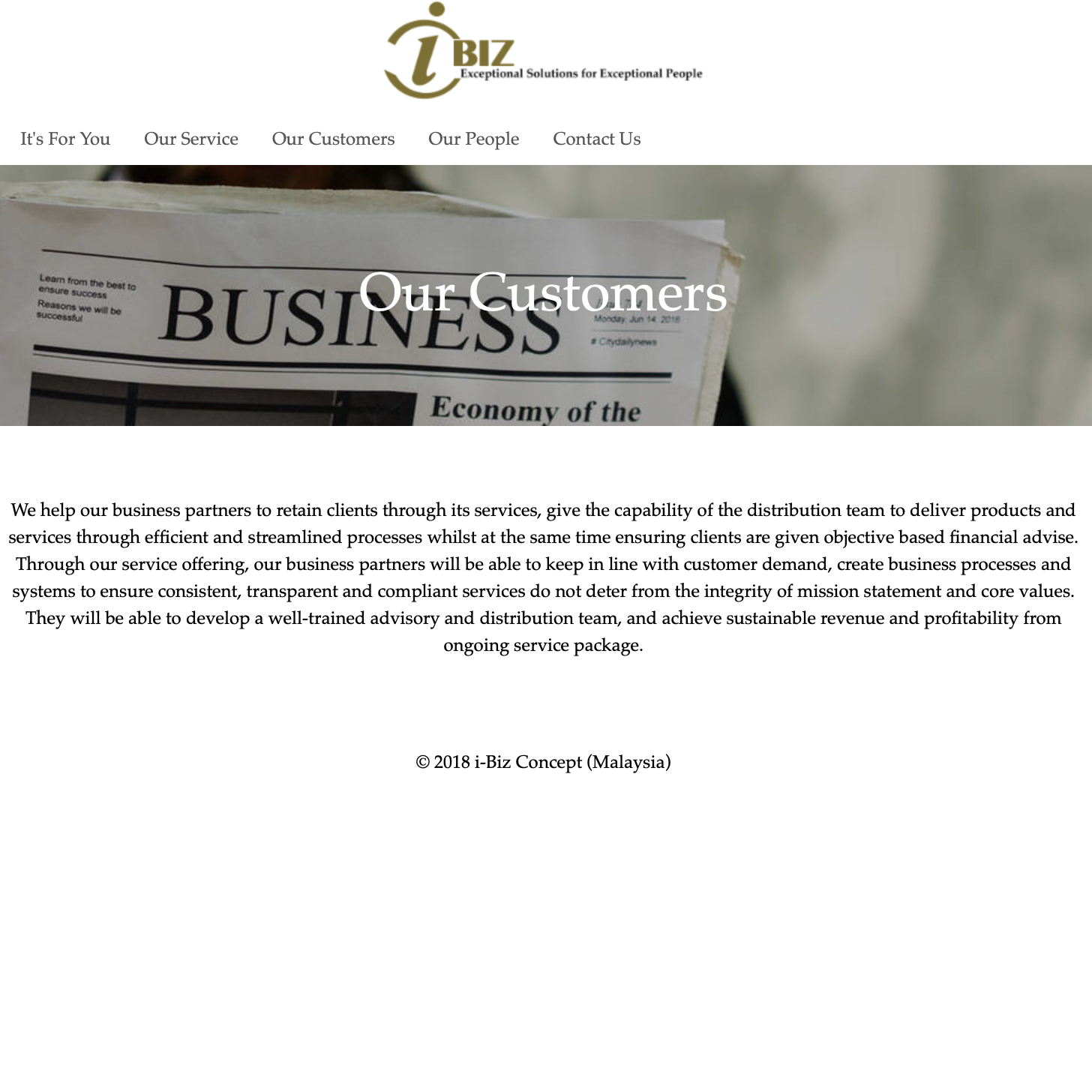 Our Customers page of the I-Biz website