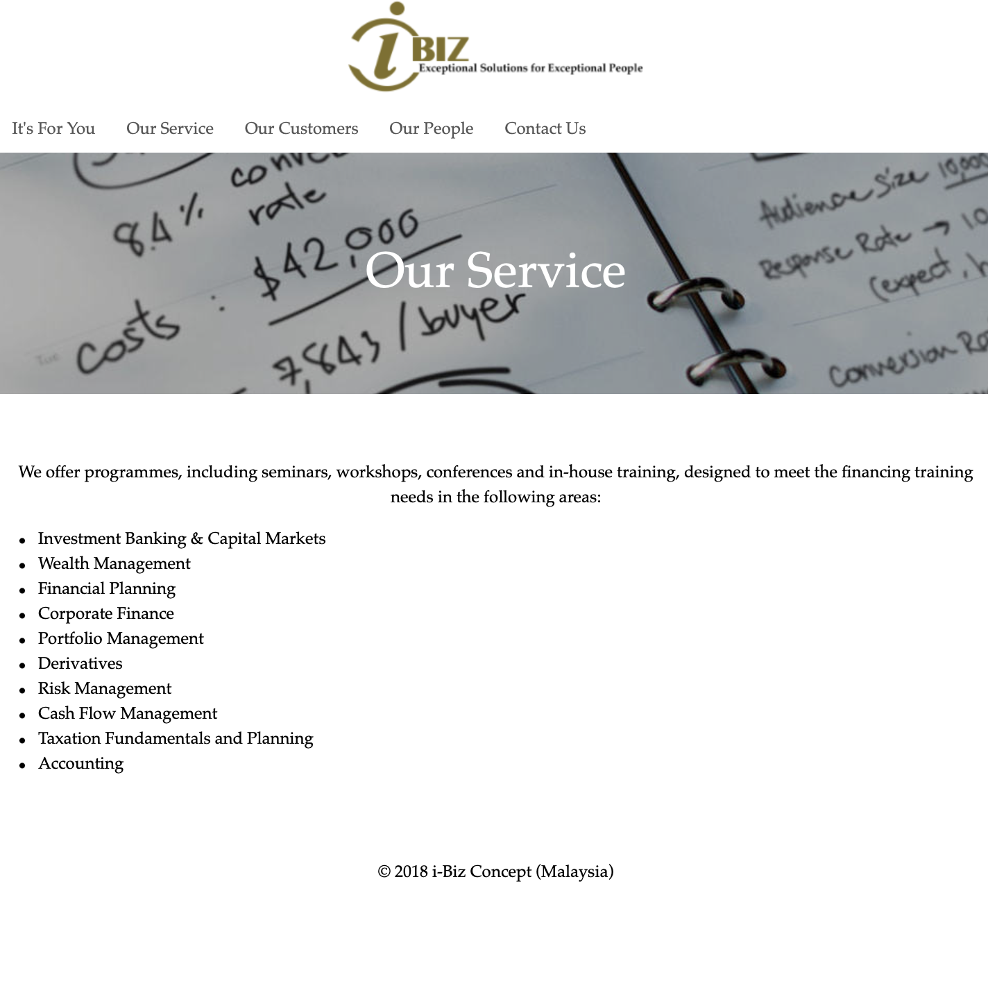 Our Services page of the I-Biz website