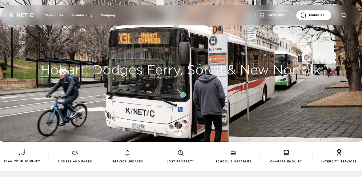 Home page of the Kinetic Hobart, Dodges Ferry, Sorell & New Norfolk website