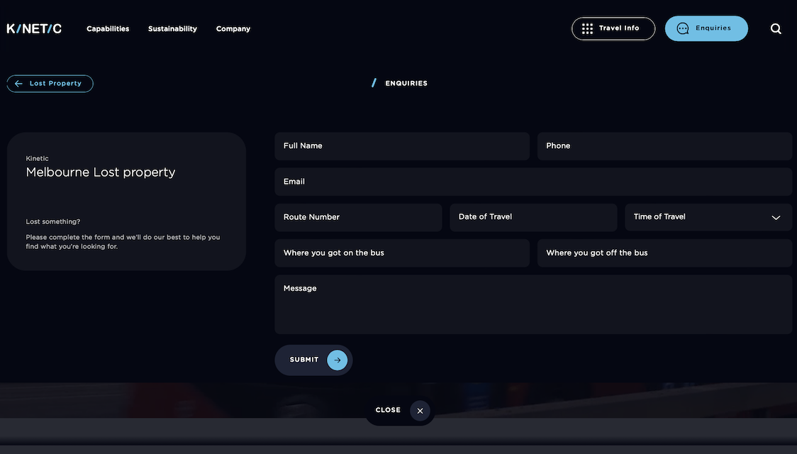 Kinetic Lost Property Form